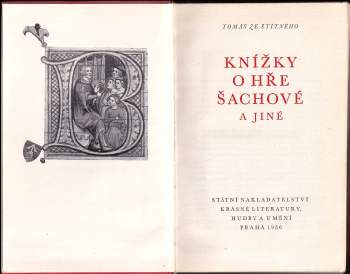 Tomáš Štítný ze Štítného: Knížky o hře šachové a jiné