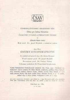Jan Hus: Knížky o svatokupectví