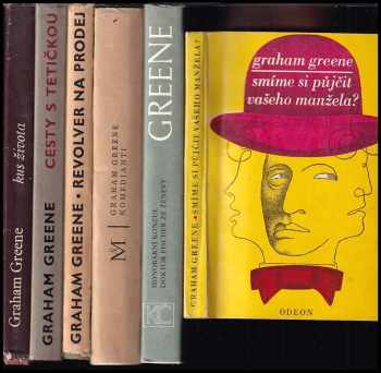 KOMPLET Graham Greene 6X Kus života + Cesty s tetičkou + Revolver na prodej + Komedianti + Honorární konzul ; Doktor Fischer ze Ženevy, aneb, Večírek s třaskavinou + Smíme si půjčit vašeho manžela? - Graham Greene, Graham Greene, Graham Greene, Graham Greene, Graham Greene, Graham Greene, Graham Greene, Karel Vaca, Jan Čulík (1965, Mladá fronta) - ID: 731215