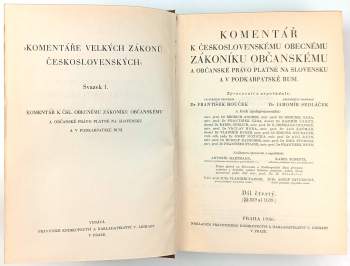 Antonín Hartmann: Komentář k československému obecnému zákoníku občanskému a občanské právo platné na Slovensku a v Podkarpatské Rusi