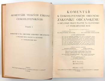 Komentář k československému obecnému zákoníku občanskému a občanské právo platné na Slovensku a v Podkarpatské Rusi