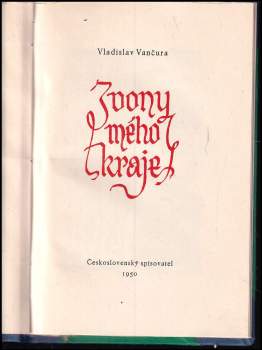 Vladislav Vančura: Zvony mého kraje