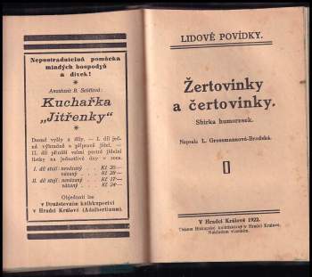 Vlasta Pittnerová: KOMPLET 2X Osiřelo dítě a jiné povídky + Žertovinky a čertovinky  V JEDNOM SVAZKU
