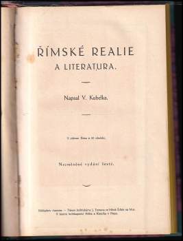 Václav Kubelka: Římské realie a literatura
