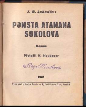 Je. B Lebedev: Pomsta atamana Sokolova