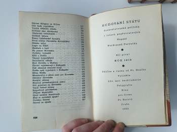 Ferdinand Peroutka: KOMPLET Budování státu - československá politika v letech popřevratových I. - IV. díl v pěti svazcích KRÁSNÉ VAZBY
