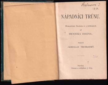 Henrik Ibsen: KOMPLET Dramatická díla Henrik Ibsen 3X Nápadníci trůnu + Spolek mladých + Opory společnosti - SVÁZANÉ DO JEDNOHO SVAZKU