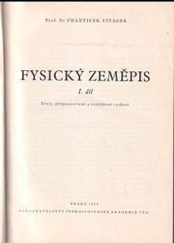 František Vitásek: KOMPLET František Vitásek 2X Fysický zeměpis 1.-2. díl