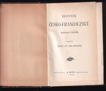 Jan Herzer: KOMPLET Jan Herzer 2X Slovník francouzsko-český + Slovník česko-francouzský