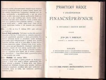 Josef Václav Bohuslav: Praktický rádce v záležitostech finančněprávních