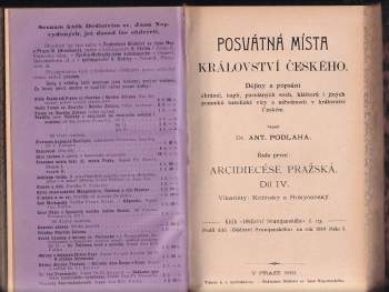 Antonín Podlaha: Posvátná místa království Českého - Českobrodský, Černokostelecký, Mnichovický a Prosecký