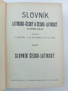 Gustav Zába: Slovník latinsko-český a česko-latinský ku potřebě školské