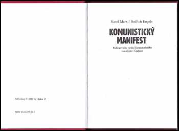 Karl Marx: Komunistický manifest podle prvního vydání Komunistického manifestu v Čechách