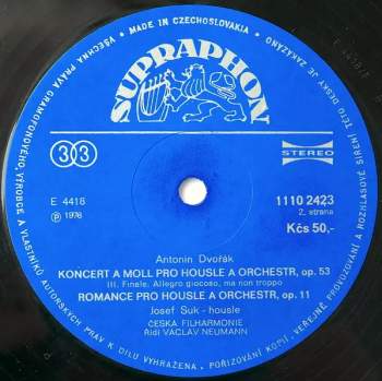 The Czech Philharmonic Orchestra: Koncert A Moll  / Romance · Pro Housle A Orchestr