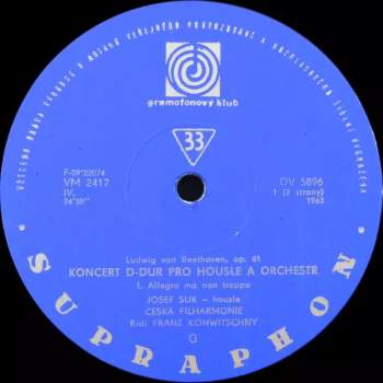 The Czech Philharmonic Orchestra: Koncert D Dur Pro Housle A Orchestr, Op. 61