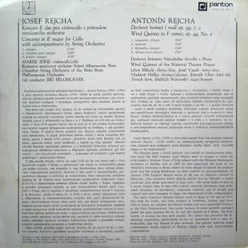 Anton Reicha: Koncert E Dur Pro Violoncello S Průvodem Smyčcového Orchestru / Dechový Kvintet F Moll Op. 99, Č. 2