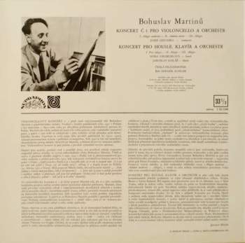 Bohuslav Martinů: Koncert Pro Violoncello A Orchestr Č.1 / Koncert Pro Housle, Klavír A Orchestr