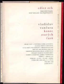 Vladislav Vančura: Konec starých časů