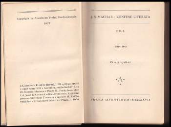 Josef Svatopluk Machar: Konfese literáta