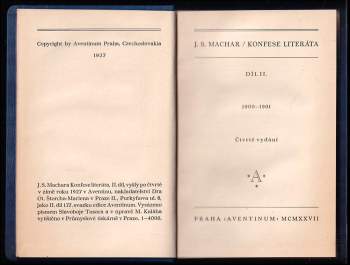 Josef Svatopluk Machar: Konfese literáta - díl II.