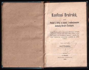 Konfessí Bratrská, aneb, Počet z víry a učení, i náboženství Jednoty Bratří Českých