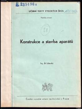 Jiří Lukavský: Konstrukce a stavba aparátů