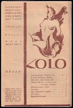 Konvolut časopisu- Kolo- literární zpravodaj Družstva Moravského Kola spisovatelů v Brně- roky 1931(čísla 1-8), 1932( čísla 1-10), 1933(čísla1,2, 3,9-10), 1934(čísla 7-8),1935 (čísla 1, 7-8, 9-10), 1936( čísla 1-2)