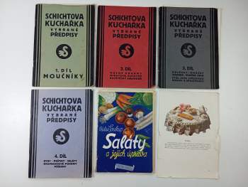 Václav Soukup: KONVOLUT Schichtova kuchařka 1 - 4 + Saláty a jejich úprava