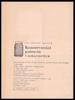 Jaroslav Balaštík: Konzervování potravin v domácnostech