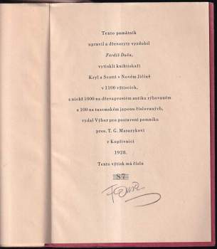 Tomáš Garrigue Masaryk: Kopřivnice svému bývalému poslanci Dr. T.G. Masarykovi