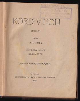 Samuel August Duse: Kord v holi