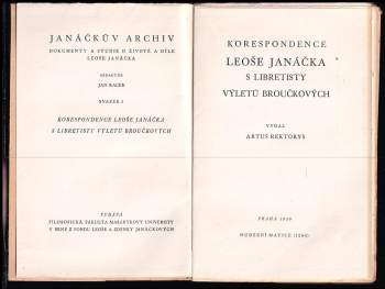 Leoš Janáček: Korespondence Leoše Janáčka s libretisty Výletů Broučkových