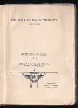 Božena Němcová: Korrespondence