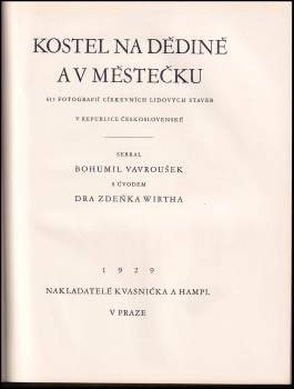 Bohumil Vavroušek: Kostel na dědině a v městečku