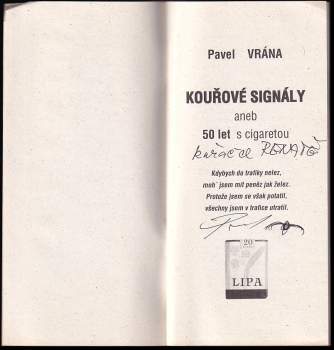 Pavel Vrána: Kouřové signály, aneb, 50 let s cigaretou