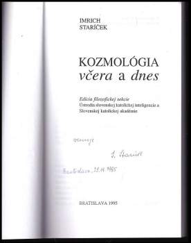 Imrich Staríček: Kozmológia včera a dnes