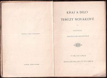 Jaroslav Novotný: Kraj a dílo Terézy Novákové