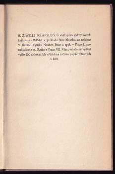 H. G Wells: Kraj slepců