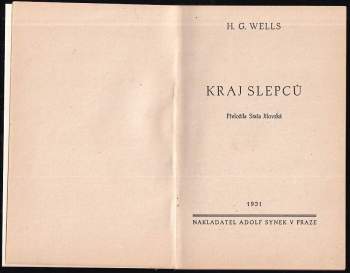 H. G Wells: Kraj slepců