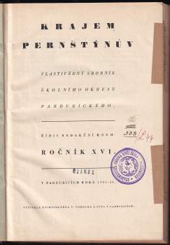 Josef Ledr: Krajem Pernštýnův, ROČNÍK XVI.