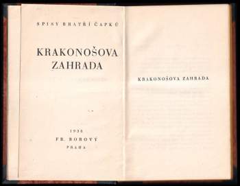 Karel Čapek: Krakonošova zahrada