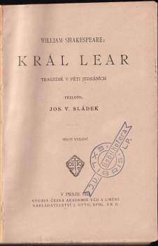 William Shakespeare: Král Lear