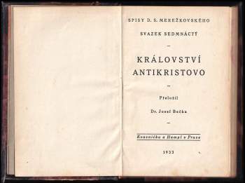 Dmitrij Sergejevič Merežkovskij: Království Antikristovo