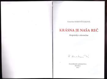 Katarína Habovštiaková: Krásna je naša reč