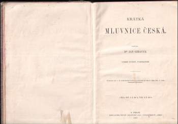 Jan Gebauer: Krátká mluvnice česká pro první třídy škol středních
