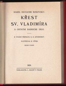 Karel Havlíček Borovský: Křest sv. Vladimíra a ostatní básnické dílo