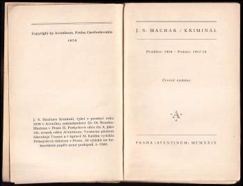 Josef Svatopluk Machar: Kriminál
