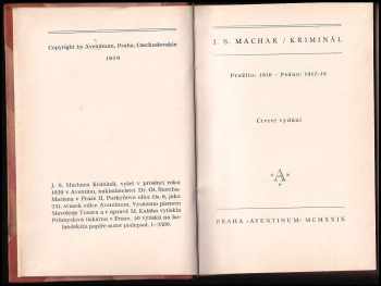 Josef Svatopluk Machar: Kriminál : Prožito: 1916: Psáno 1917-18