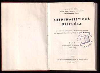 Stanislav Čermín: Kriminalistická příručka 1 + 2