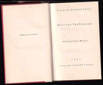 Sigrid Undset: Kristina Vavřincová